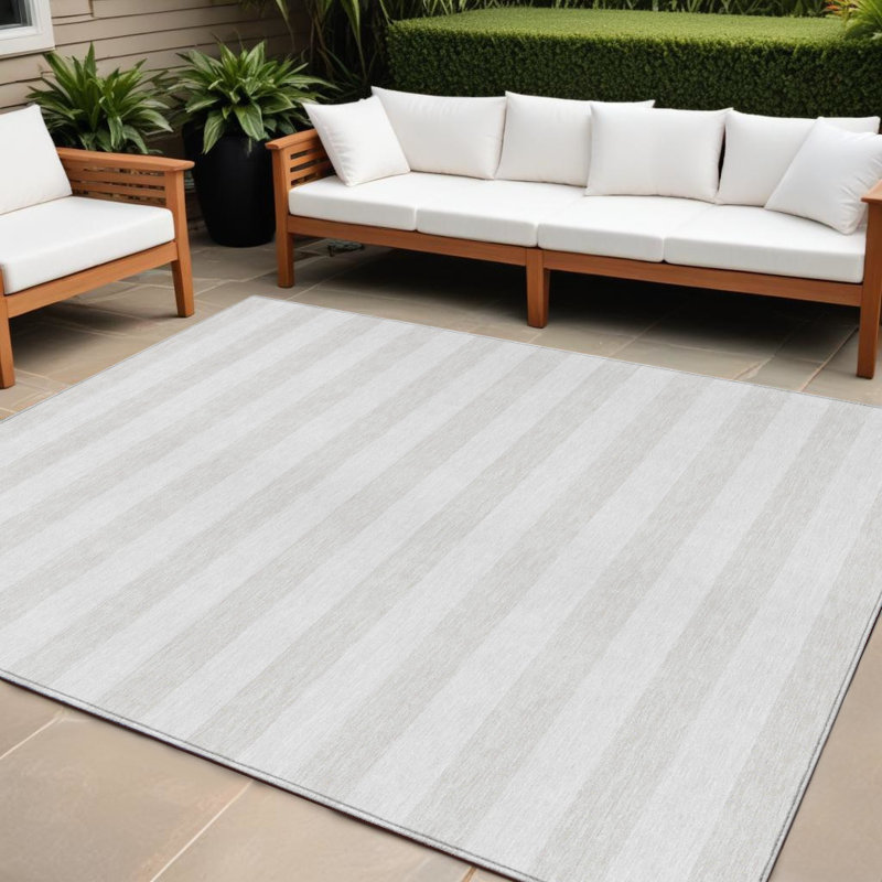 Tapis intérieur lavable rayé ivoire 10 pi x 14 pi