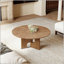 Table basse ronde avec placage en bois de frêne et finition naturelle