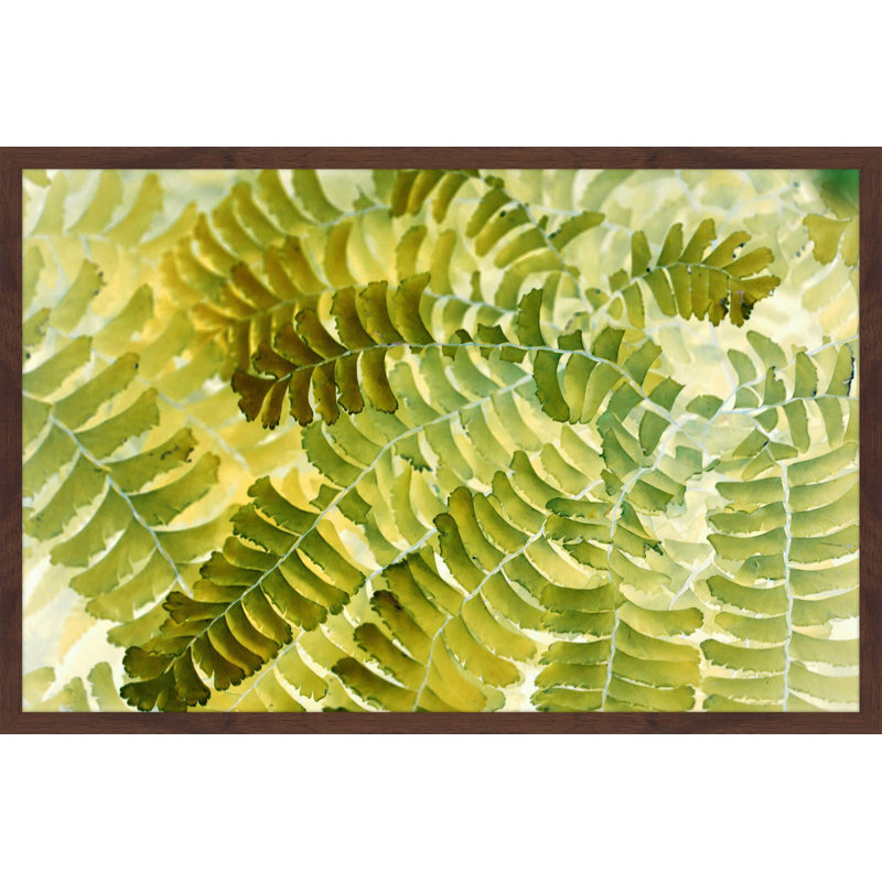 Green and Yellow Botanical Print on Canvas with Wooden Frame