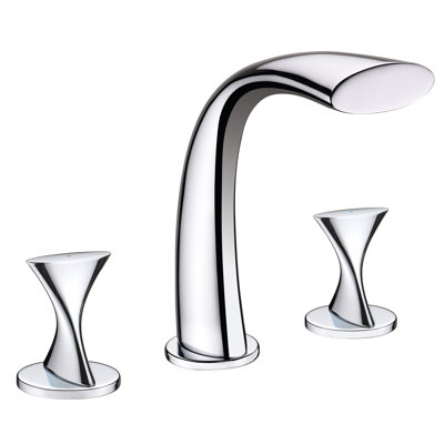 Robinet de baignoire romaine à deux poignées à fixation sur le comptoir avec valve brute Twist Collection - Chrome poli