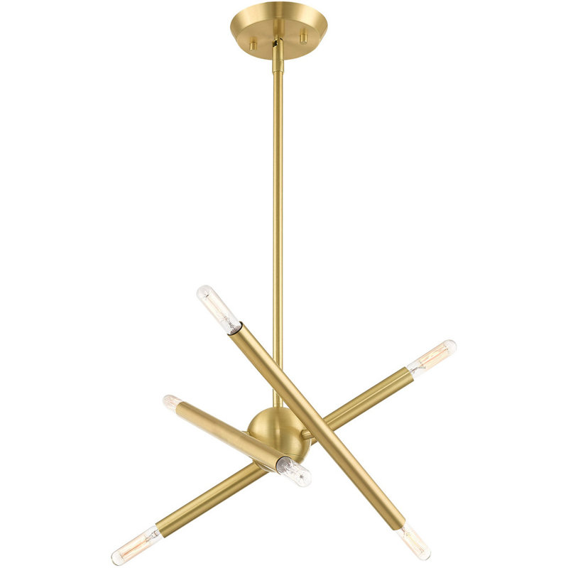 Lustre classique à 6 lumières Chiann, Laiton satiné