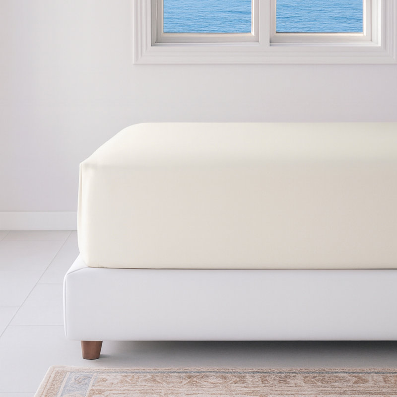 BedVoyage Fitted Sheet - 100% Viscose from Bamboo - Cooling & Lightweight, Queen Fitted Sheet, Ivory