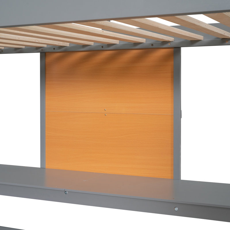 Lit mezzanine avec échelle, tablettes et bureau