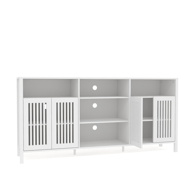 Meuble télé 70 po avec tablettes réglables, console multimédia avec armoire de rangement, ensemble de bibliothèque modulaire 3 pièces