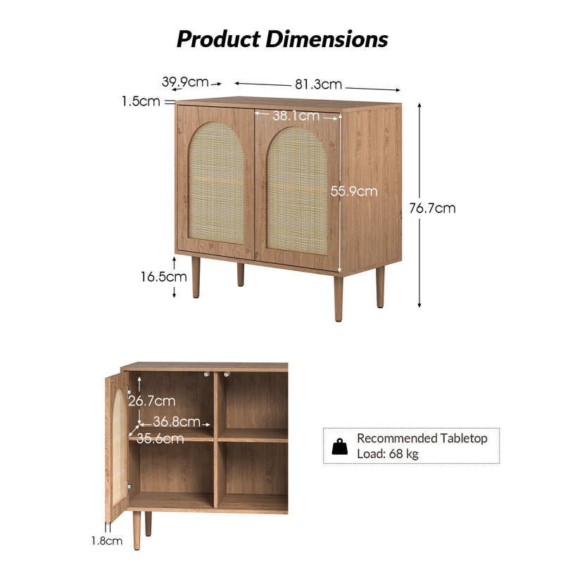 2 - Door Standard Accent Cabinet, Oak
