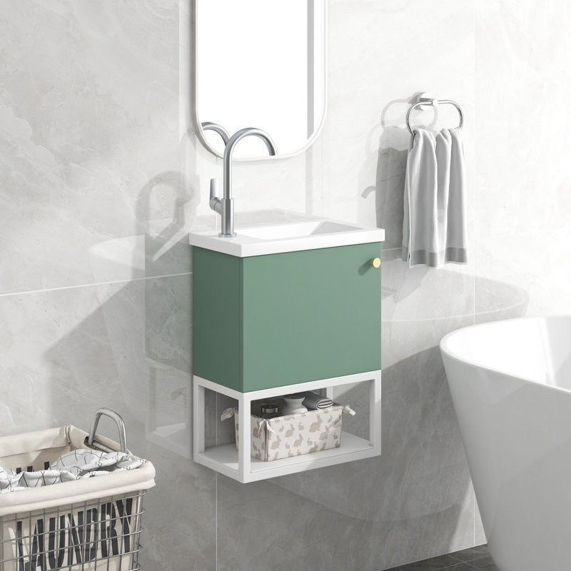 40mm Single Bathroom Vanity with Drop In Basin, Green