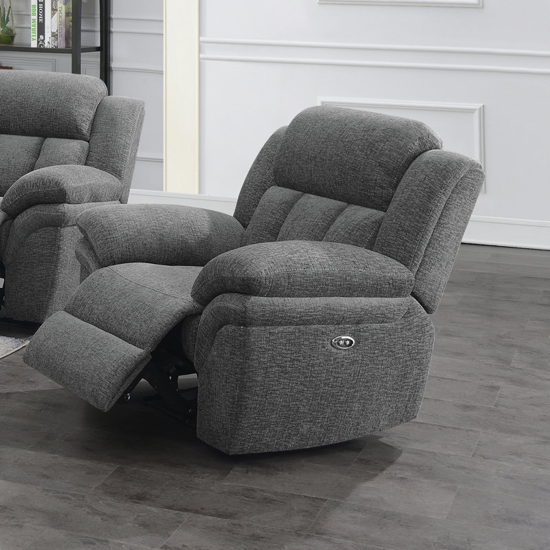 Bahrain Upholstered Power Glider Recliner Charcoal, Power, Gray Polyester