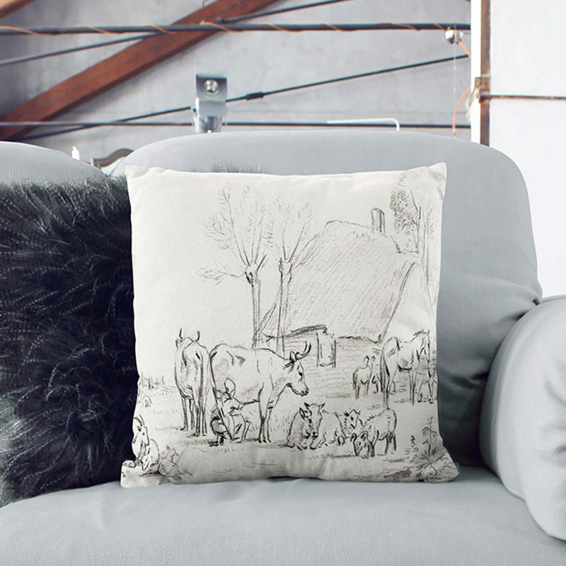 Farm Animals by Jean Bernard Cushion with Filling, 40cm H x 40cm W x 15cm D