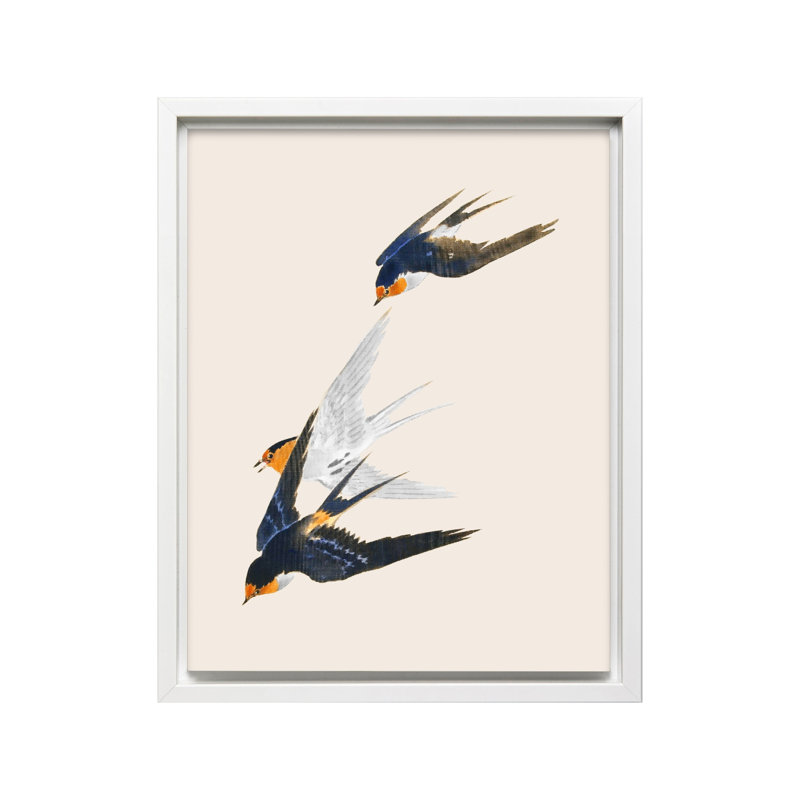 Hirondelles en vol, Canvas, 18"H x 24"W, White Framed