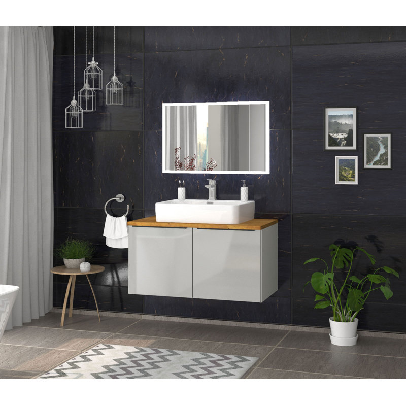 Bathroom Suite, Alpine white/HG light gray/Oak