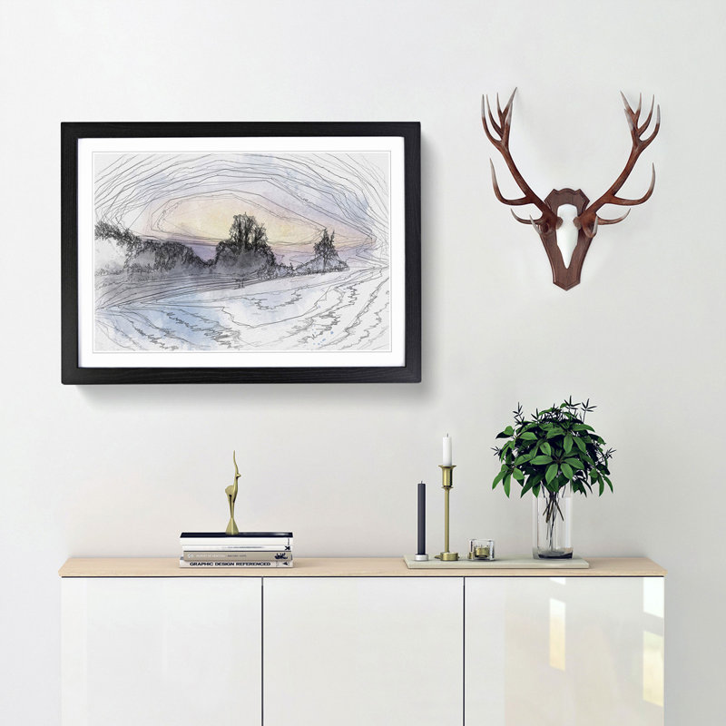 Trees at Wintertime in Slovakia in Abstract - Picture Frame Graphic Art Print, 50cm H x 76cm W x 2cm D, Black