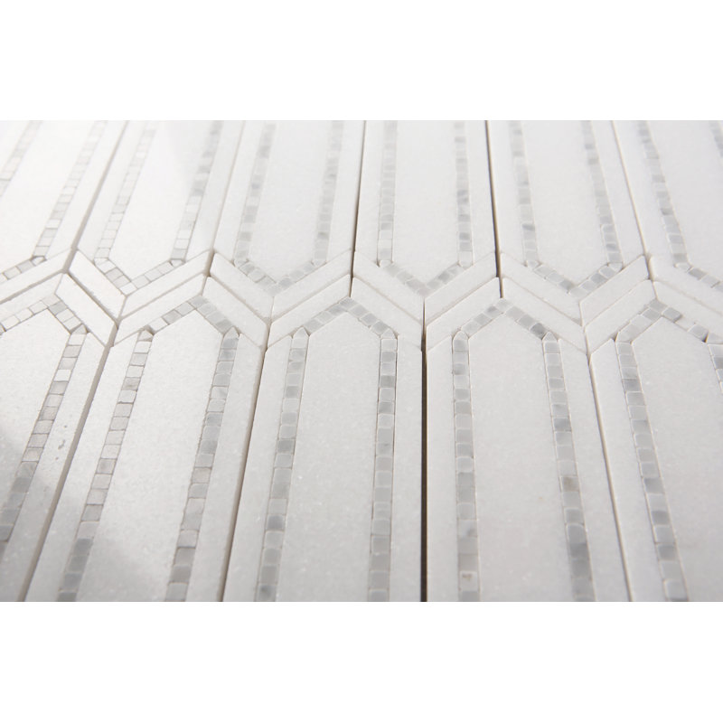 2" x 6.5" Natural Stone Color Variation Honeycomb Mosaic Wall & Floor Tile, Thassos White / White Carrara