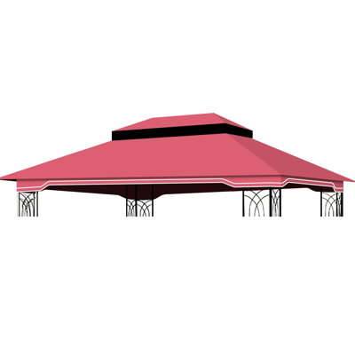 Red 10X12 Ft Outdoor Gazebo Replacement Canopy. Fabric. Protected & Water-Repellent. Double Tier Design With Drainage Holes And Net. For 10X10 Patio Canopy - Red. Water-Repellent Thriving. Tiered