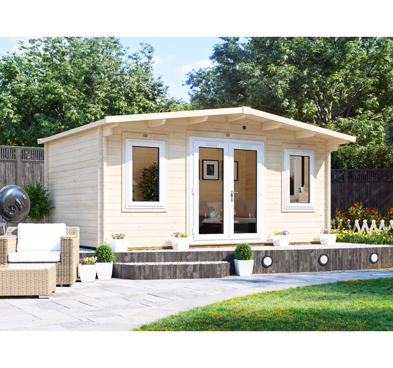 Dunster House Log Cabin 5m x 3m Double Glazed Windows 45mm Wall Thickness, Severn