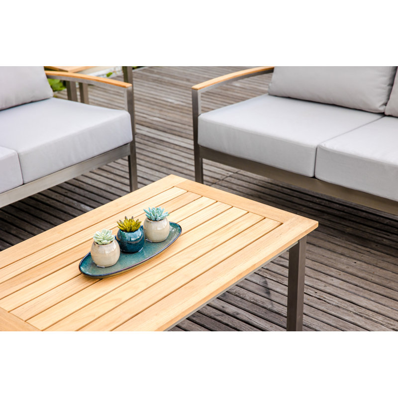 Avanti Teak Stainless Steel Outdoor Rectangle Coffee Table 40"