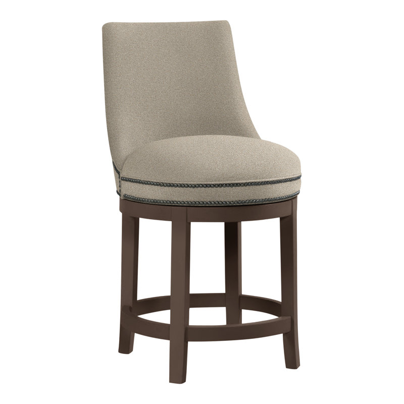 Vesper Upholstered Stool with Solid Wood Frame, Sand (9508 05), Hazelnut