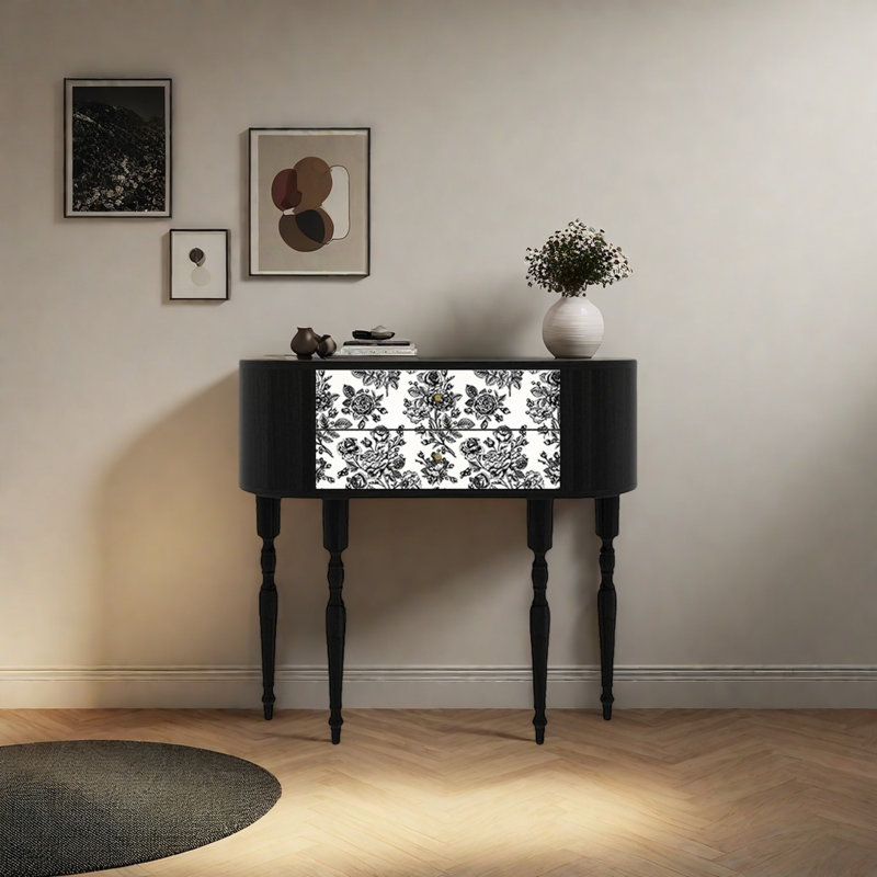 Console rétro élégante avec 2 tiroirs, H 35,43 po x l 39,37 po x P 11,81 po