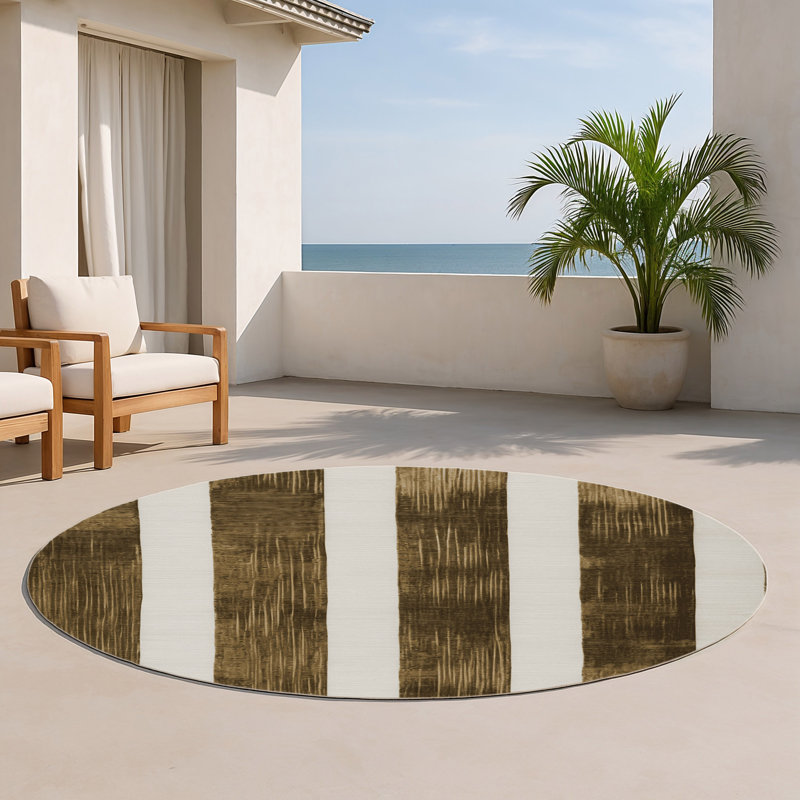 Tapis d'intérieur et d'extérieur à carreaux gris, Rond 5 pi