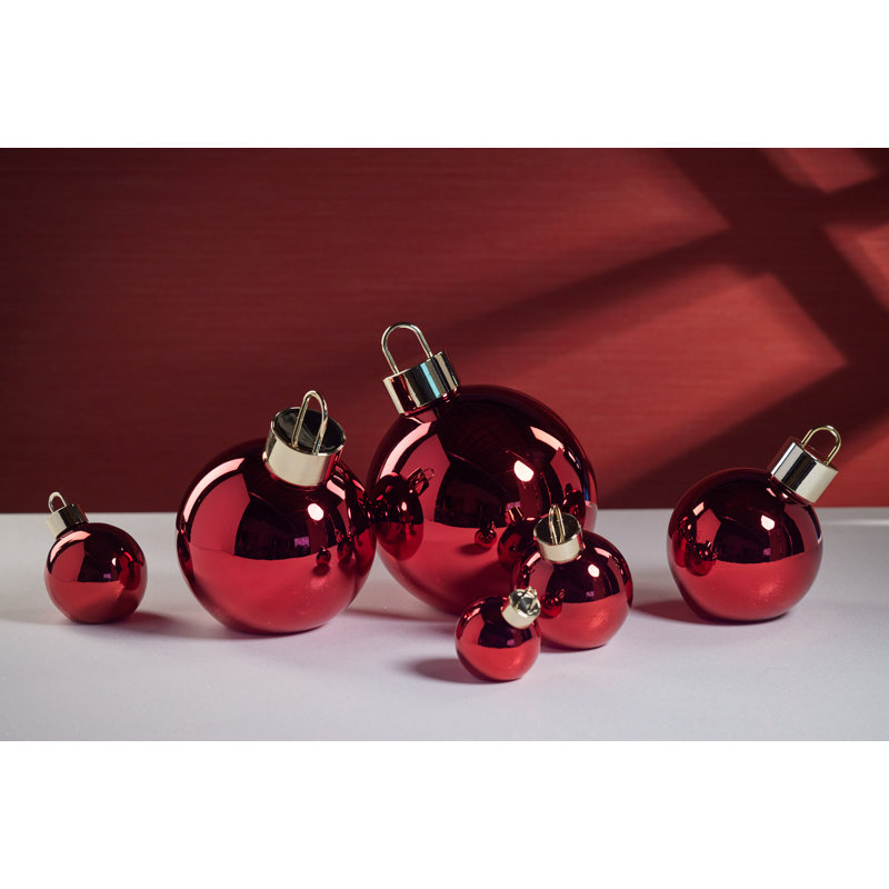 Lighted Glass Slanted Ball Christmas Ornament, 9.75" H x 9.75" W x 9.75" D, Red