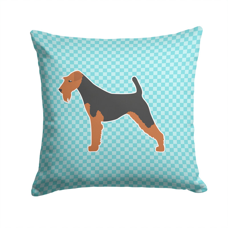 Airedale Indoor/Outdoor Throw Pillow, 14" H x 14" W x 3" D, Blue