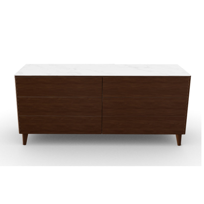 Commode 6 tiroirs Boston, Bois de noyer, Noyer