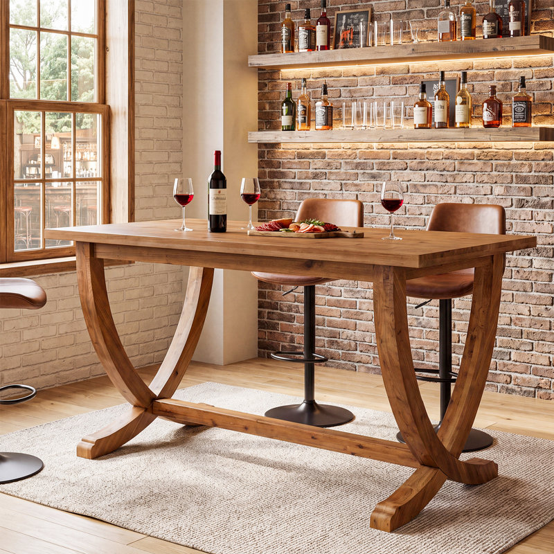 Fir Dining Table with Wood Base