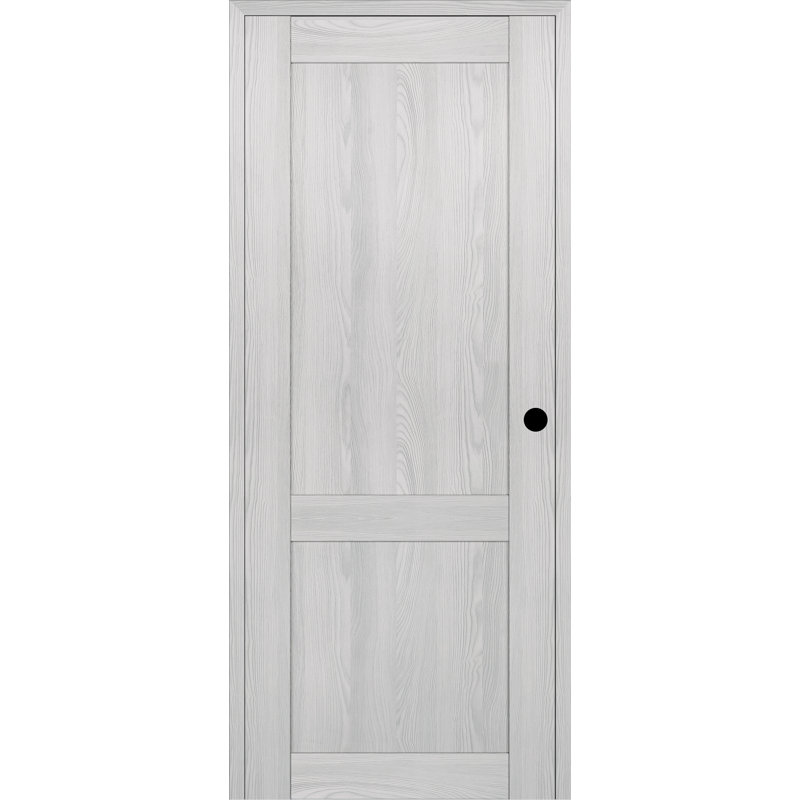 Porte pré-suspendue simple en bois manufacturé 2 panneaux à 2 panneaux, 27,75 po x 83,23 po, Chêne gris, Gauche