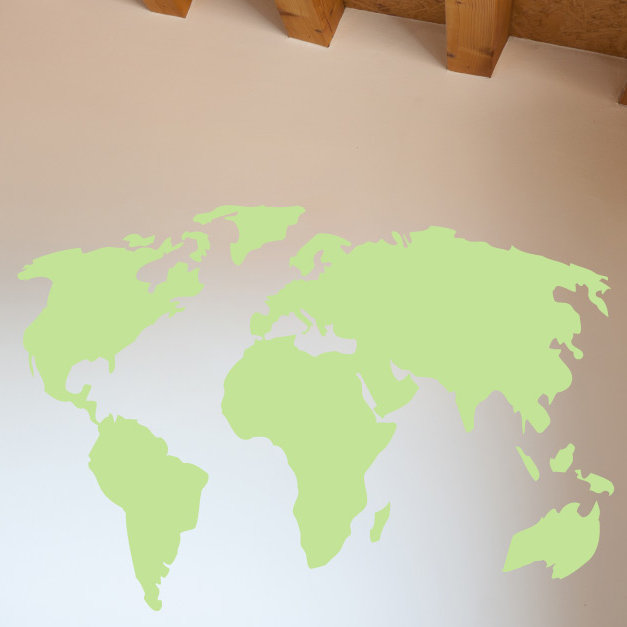 Décalcomanie murale carte du monde, H 22 po x l 32 po x P 0,01 po, Tarte à la lime