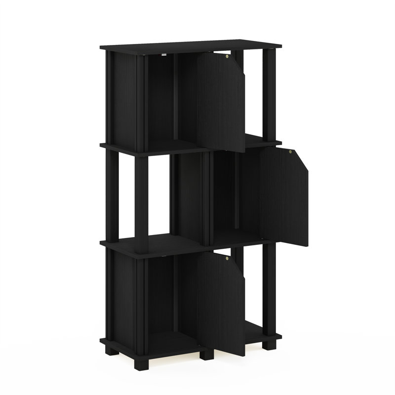 Étagère de rangement à 3 niveaux avec 2 portes Latitude Run® en chêne noir Latitude Black®, Noir