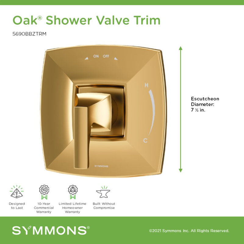 Oak Wall Mounted Shower Valve Trim, Bronze