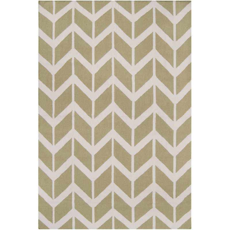 Tapis ivoire / brun en laine tissé à la main Robby, Rectangle 2 pi x 3 pi