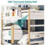Lit superposé avec lit gigogne et escalier de rangement, lit superposé en bois massif avec bureau pliable, aucun sommier nécessaire-514372910