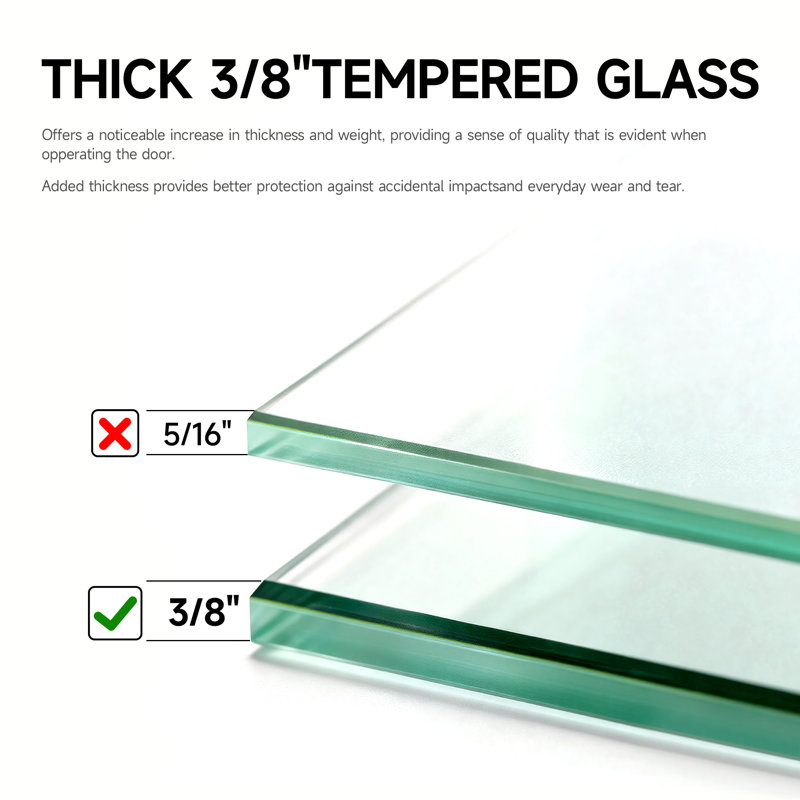 56-60"w X 78 " H Double Sliding Frameless Shower Door With Sgcc Certified 3/8“ Tempered Glass with Explosion-Proof Film Matte Black