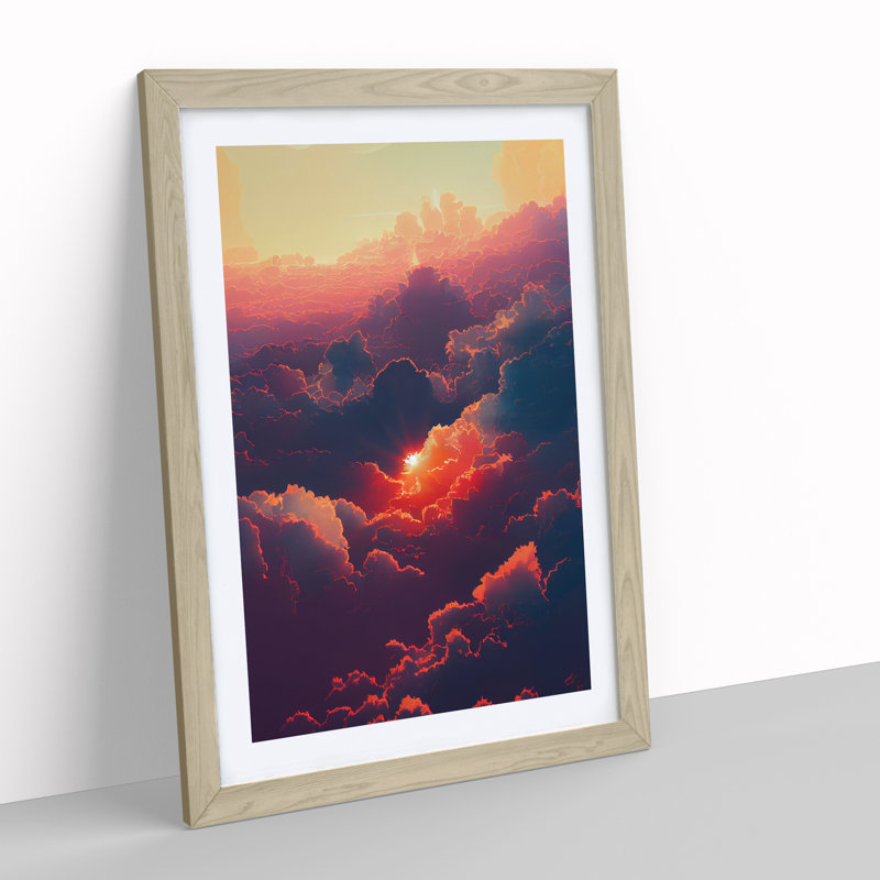 Cloudy Sunset No.2 - Framed Print, 34cm H x 25cm W x 2cm D, Oak