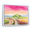 Paysage avec champ d'herbe et ciel rose - reproduction sur toile