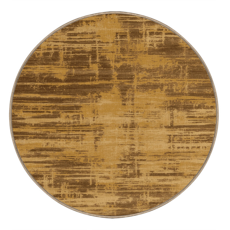 Machine Washable Abstract Brown Area Rug, Round 3'