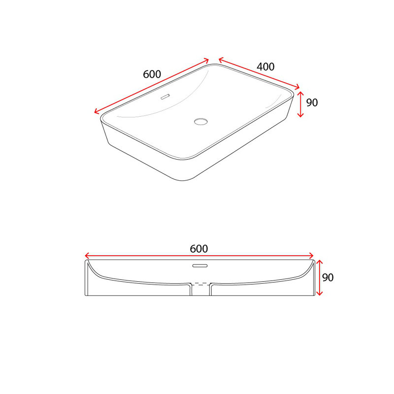 Durovin Bathrooms 400mm L x 600mm W Natural Engineered Stone Rectangular Sink