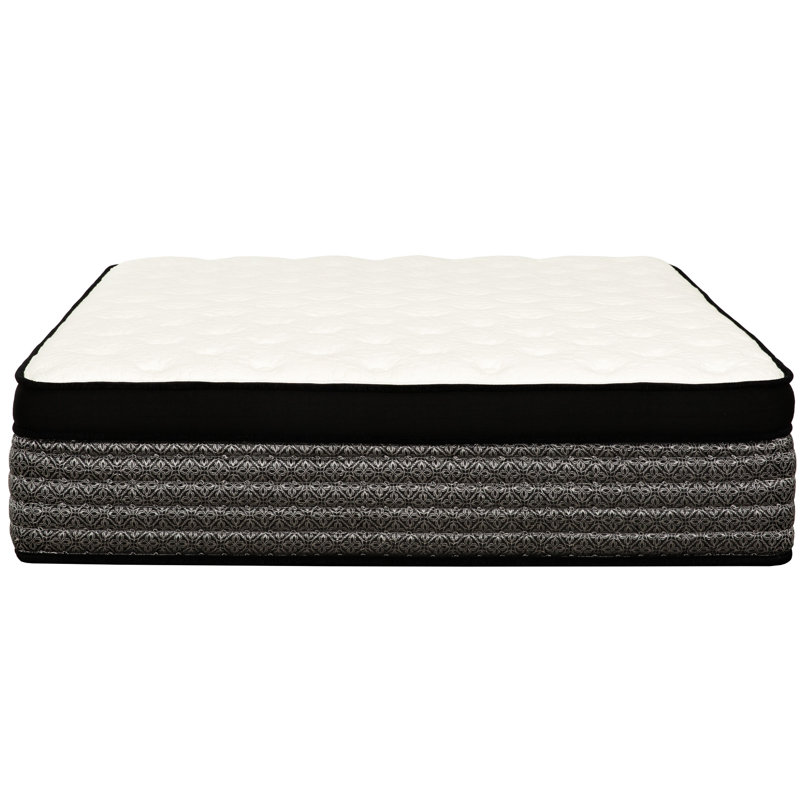 Matelas en mousse blanche et à ressorts ensachés de 16 po de hauteur, plateau euro, rafraîchissant, tissu en tricot blanc à faible mouvement, matelas avec ressorts, technologie de refroidissement, transfert de mouvement, idéal pour la chambre à coucher, style moderne,