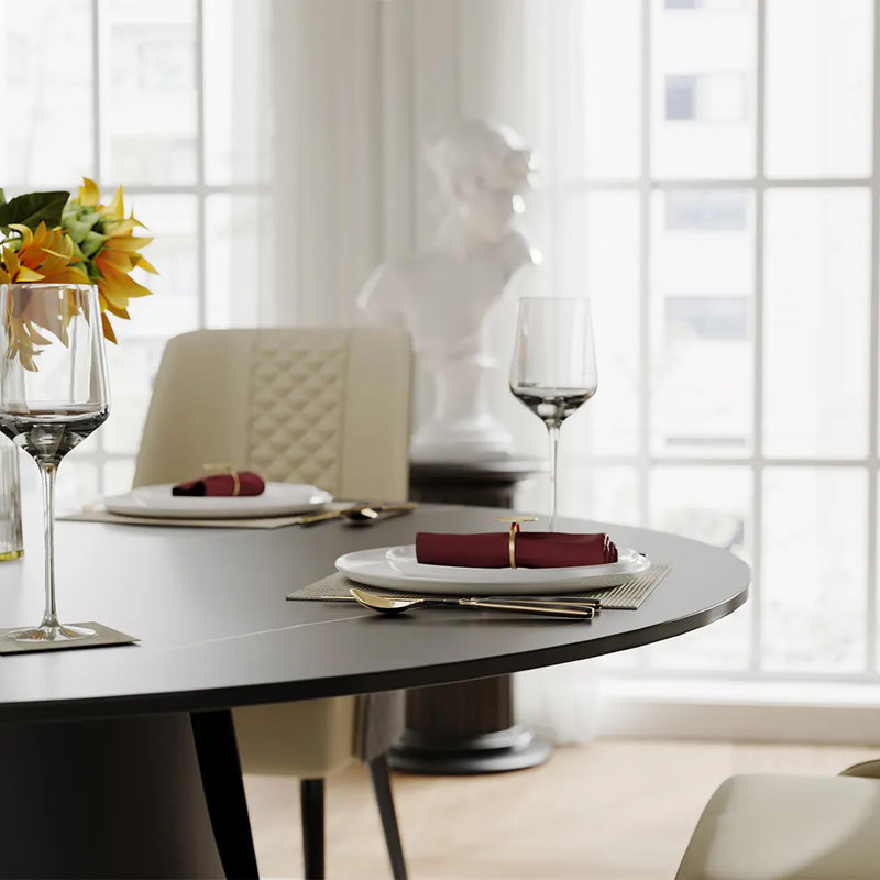Table de salle à manger Vera Vera, Noir, Noir, H 29,53 po x L 59,06 po x l 59,06 po