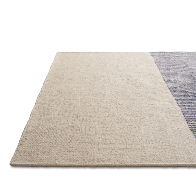 Natural and Gray Wool Flat Woven Stripe Rug, 6' x 9'