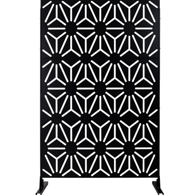 76" H48" W Metal Privacy Fence Panels - Ideal For Balcony, Patio. , Weather-. Freestanding Screen In Black For Deck, Balcony. Rust & Fade To Enhance Indoors Outdoors