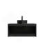 Meuble-lavabo et lavabo 36 po, armoire de rangement flottante murale en contreplaqué, portes doubles en sergé avec garniture en métal, vasque ronde en céramique noire avec motif en pierre et plateau en pierre frittée noire, noir