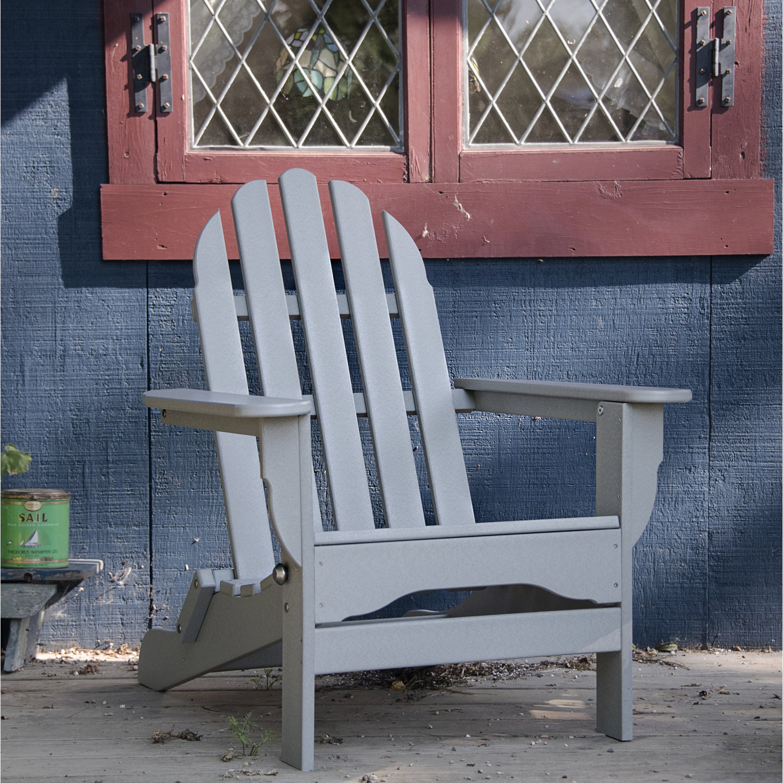 Leighton Foldable Adirondack Chair, Light Gray