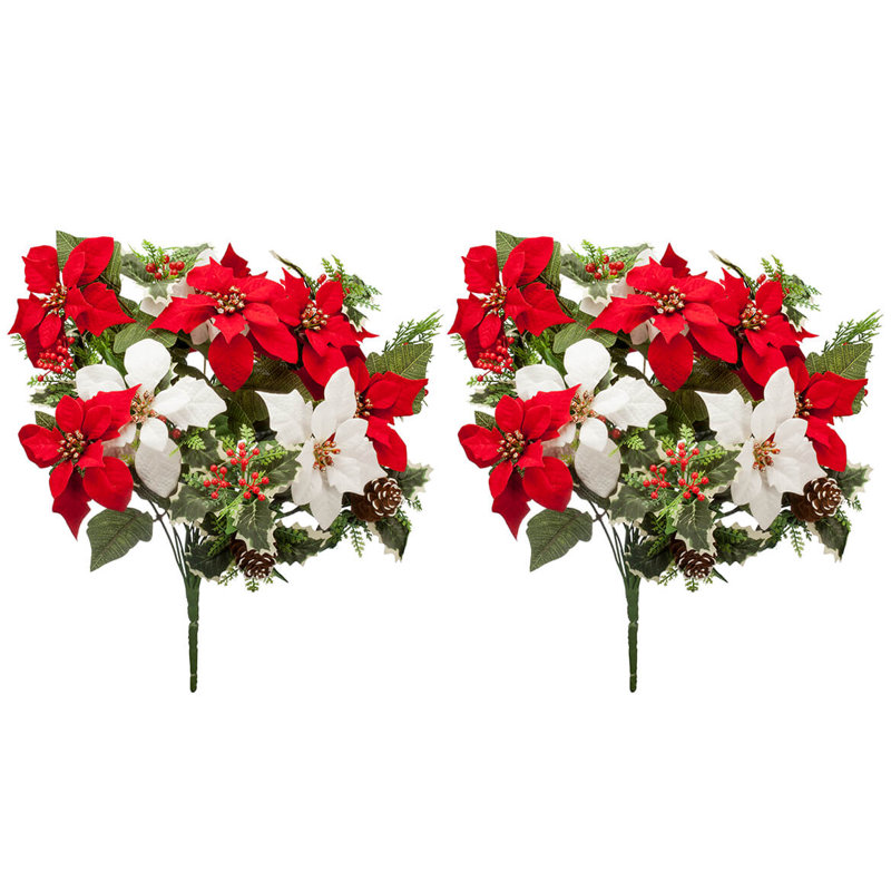 Ensemble de 2 poinsettias et pommes de pin OakRidge, 21 po