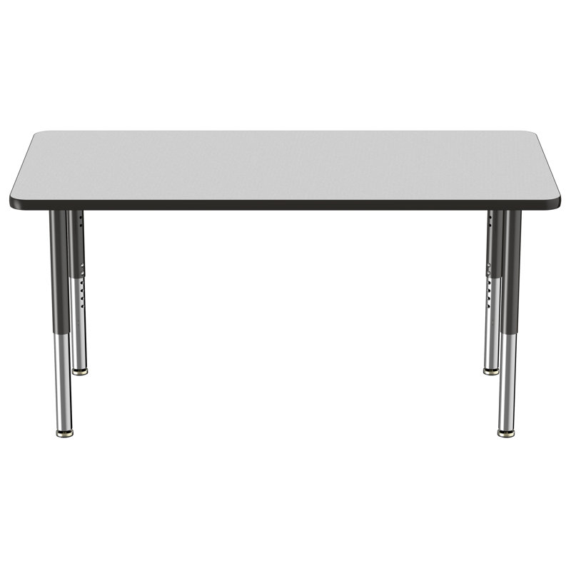 Table d'activité rectangulaire à hauteur réglable en forme de T, Gris / Noir, Super, 18 po x 30 po