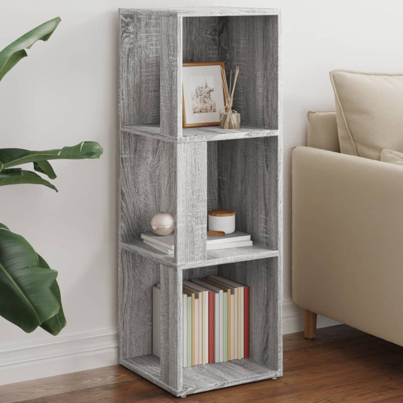 33cm W Corner Bookcase, 3 Shelves (100cmH x 33cmW x 33cmD), Grey Sonoma