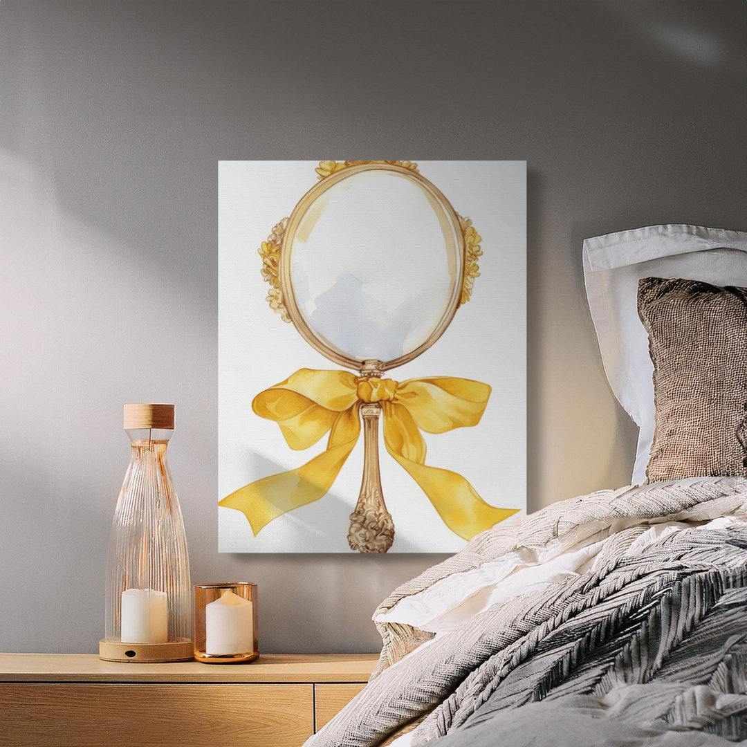 Coquette Gold Hand Mirror Wall Art