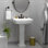 Lavabo de salle de bain piédestal rectangulaire en porcelaine vitreuse avec trop-plein Sussex