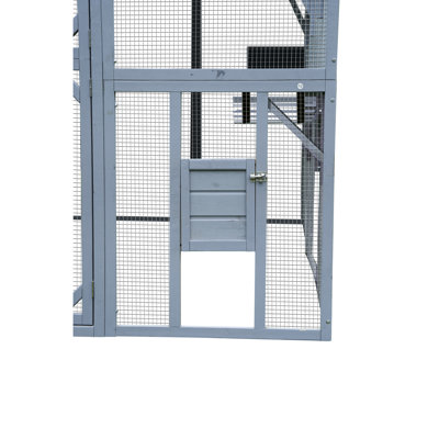 110" Large Cat Playpen - 117.57 Lb, With 2 Bridges & 7 Walks Outdoor Platforms In Blue+Grey, Waterproof Comfortable