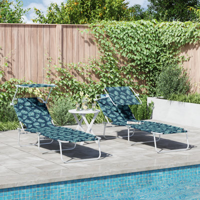 vidaXL Folding Sun Lounger with Canopy Outdoor Daybed Sunbed Steel and Fabric